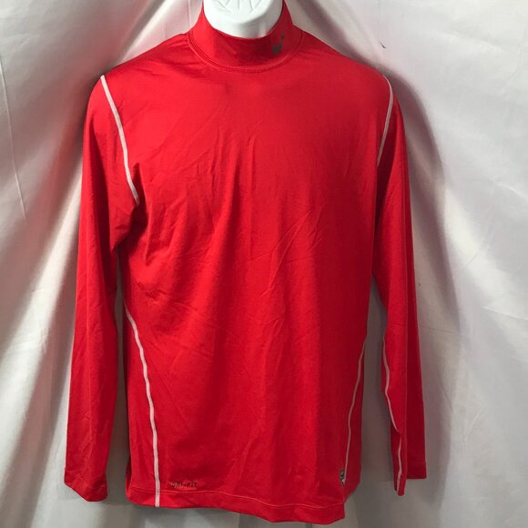 Nike Pro Combat Turtleneck Red Tour Activewear Athletic Sport Cut Tee Shirt - Picture 1 of 7